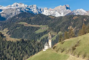 Alto Adige Prints: Europe, Italy, South Tyrol, St. Barbara chapel, Tolpei, La Valle, Val Badia, Dolomites