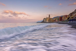 Camogli Prints: Europe, Italy, sunrise in Camogli, province of Genova, Liguria