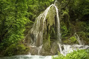 Europe, Italy, Trentino. La Roggia di Calavino waterfalls hike near the Toblino Lake