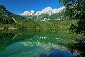 Brenta Prints: Europe, Italy, Trentino. The lake tovel and the Brenta Dolomites reflecting in its waters
