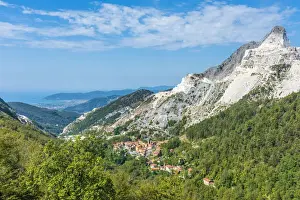Apuane Prints: Europe, Italy, Tuscany. Colonnata and the marble quarries above Carrara