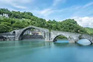 Borgo Prints: Europe, Italy, Tuscany. The devils bridge in the province of Lucca