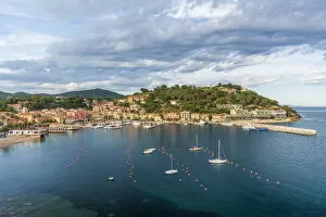 Images Dated 17th June 2020: Europe, Italy, Tuscany, Elba Island, view over the port of Porto Azzurro from the Hotel