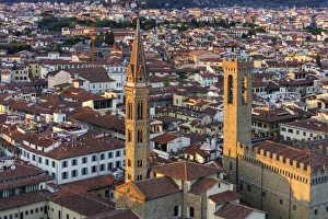 Images Dated 21st June 2017: Europe, Italy, Tuscany, Florence, View from the Palazzo Vecchio Tower, Badia Fiorentina
