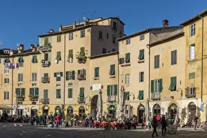 Lucca Prints: Europe, Italy, Tuscany. Lucca, view of the Piazza dell anfiteatro