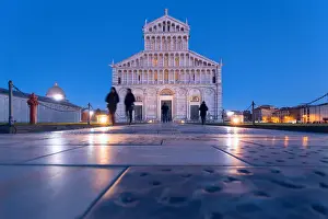 Pisa Prints: Europe, Italy, Tuscany, Pisa. Cathedral square at dusk