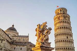Marble Collection: europe, Italy, Tuscany, Pisa. Piazza dei Miracoli with the leaning tower