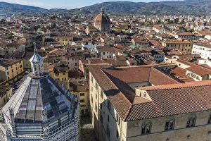 Europe, Italy, Tuscany. Pistoia, view from the tower towards the baptistery