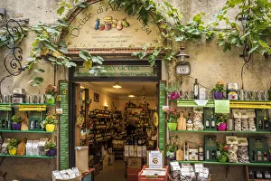 Europe, italy, Tuscany. Pitigliano. A shop with typical products Europe, italy, Tuscany. Pitigliano. A shop with typical products