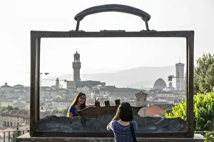 Girl Prints: Europe, Italy, Tuscany. View from the giardino delle Rose over Florence