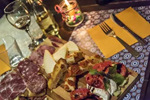 Appetizer Prints: europe, Italy, Umbria, Bevagna. mixed Italian appetizers