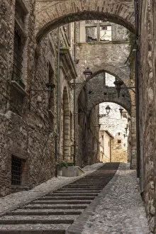 europe, Italy, Umbria. Narrow street in the ancient town of Narni