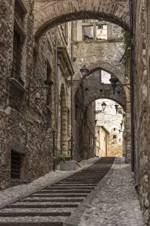Umbrian Prints: europe, Italy, Umbria. Narrow street in the ancient town of Narni