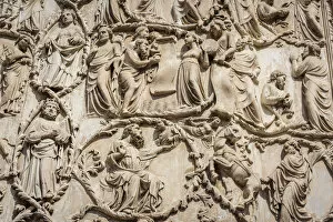 Images Dated 20th September 2017: europe, italy, Umbria, Orvieto. Detail of the facade of the cathedral