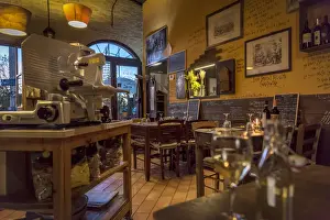 Tables Prints: europe, Italy, Umbria. A restaurant (Bacco Felice) in Bevagna