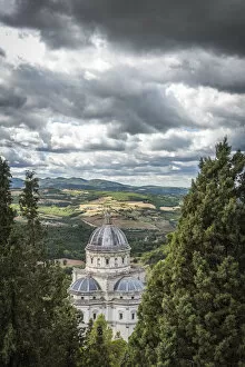 europe, Italy, Umbria. View from Todi to the pilgrimage church Santa Maria della