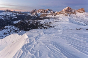 Tofane Prints: Europe, Italy, Veneto, Belluno. Winter view from Mount Pore northward, Dolomites