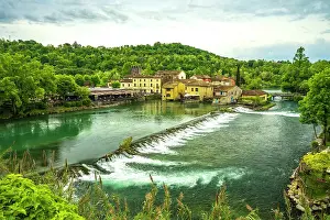 Venetia Prints: Europe, Italy, Veneto. Borghetto of Valeggio sul Mincio
