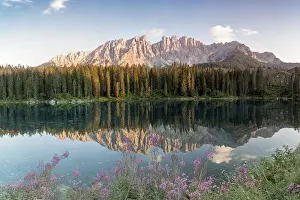 Eastern Alps Prints: Europe, Italy, Veneto, Unesco Dolomites: enchanting Carezza Lake