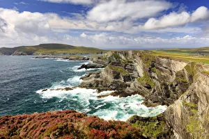 Europe, Kerry cliffs near Portmagee at sunset