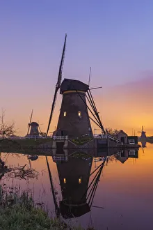 Dutch Prints: Europe, Netherlands, Alblasserdam, Kinderdijk, Windmills