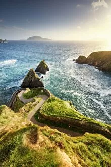 Images Dated 26th July 2017: Europe, Northern Europe, Ireland, Kerry, Dingle, Dunquin pier at sunset