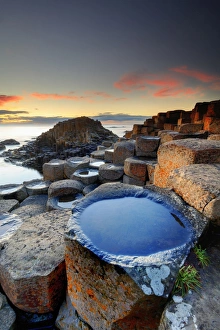 Images Dated 20th July 2017: Europe, Northern Ireland, Giants Causeway at sunset