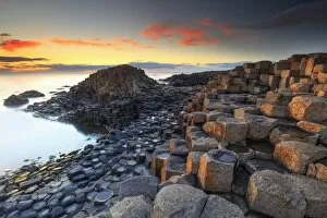 Images Dated 20th July 2017: Europe, Northern Ireland, Giants Causeway at sunset