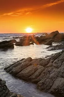 Images Dated 23rd September 2015: Europe, Portugal, Alentejo, Vila Nova de Milfontes, sunset at Patacho beach on the