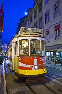 Images Dated 25th September 2013: Europe, Portugal, Lisbon, a tram (streetcar) in the city center