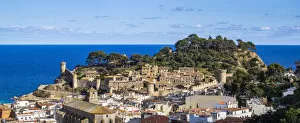 Images Dated 4th September 2020: Europe, Spain, Catalonia, Costa Brava, Tossa de Mar, View of Tossa de Mar from the Torre