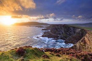 Europe, Spectacular Kerry cliffs at sunset along the Ring of Kerry Europe, Spectacular Kerry cliffs at sunset along the Ring of Kerry