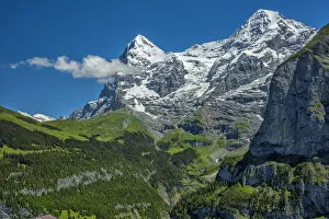 Images Dated 14th September 2016: Europe, Switzerland, Bern, Bernese Oberland, Eiger and Moench peaks in the Bernese Alps