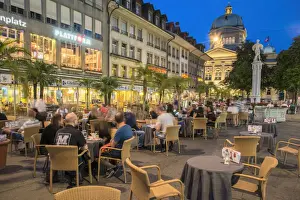 Europe, Switzerland, Berne, street cafe near the Swiss Capital
