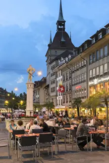 Europe, Switzerland, Berne, street cafes at Baerenplatz