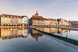 Europe, Switzerland, Lucerne at sunrise