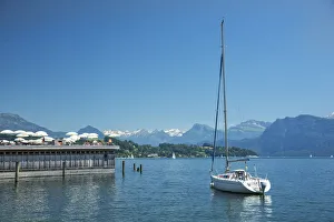 Images Dated 14th September 2016: Europe, Switzerland, Lucerne, View of the alps and lake