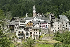 Images Dated 13th May 2015: Europe, Switzerland, Ticino, the hillside village of Fusio