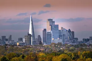 Color Prints: Europe, UK, England, London, view of the skyline of the Central London financial district