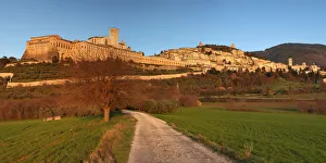 Assisi Prints: Europe, Umbria, Perugia district. Assisi at sunset