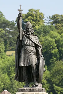 King Prints: Europe, United Kingdom, England, Hampshire, Winchester, statue of King Alfred