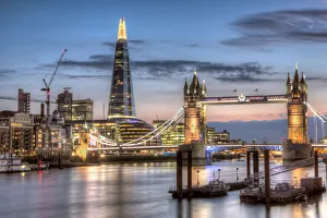 Connection Prints: Europe, United Kingdom, England, London, Wapping, the Thames, Tower Bridge, City Hall