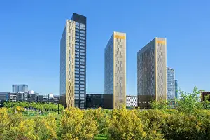 Luxemburg Prints: European court building with Jardin du Multilinguisme at Kirchberg, Luxembourg