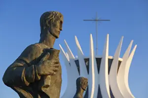 Federal District Prints: Four Evangelists sculptures outside Metropolitan Cathedral, Brasilia, Federal District