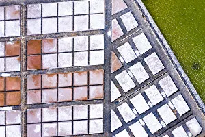 Salt Ponds Prints: Evaporation tanks of saltworks from above, Fuerteventura, Canary Islands, Spain