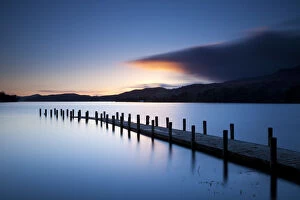 Silhouette Collection: Evening Jetty, Coniston Water, Lake District National Park, Cumbria, England