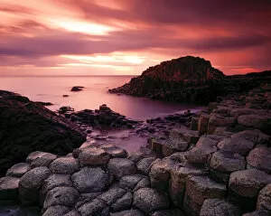 Storm Clouds Collection: Evening Light on Giants Causeway, County Antrim, Northern Ireland