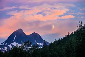 Glacial Prints: Evening Light over the mountains, Skagway, Alaska, USA