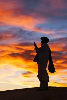 Dune Prints: Evening prayer, Sahara desert, Erg Chebbi, Morocco