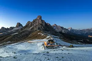 Mountain Pass Prints: Evening view over Giau Pass (or Passo Giau) high mountain pass in the Dolomites, Veneto